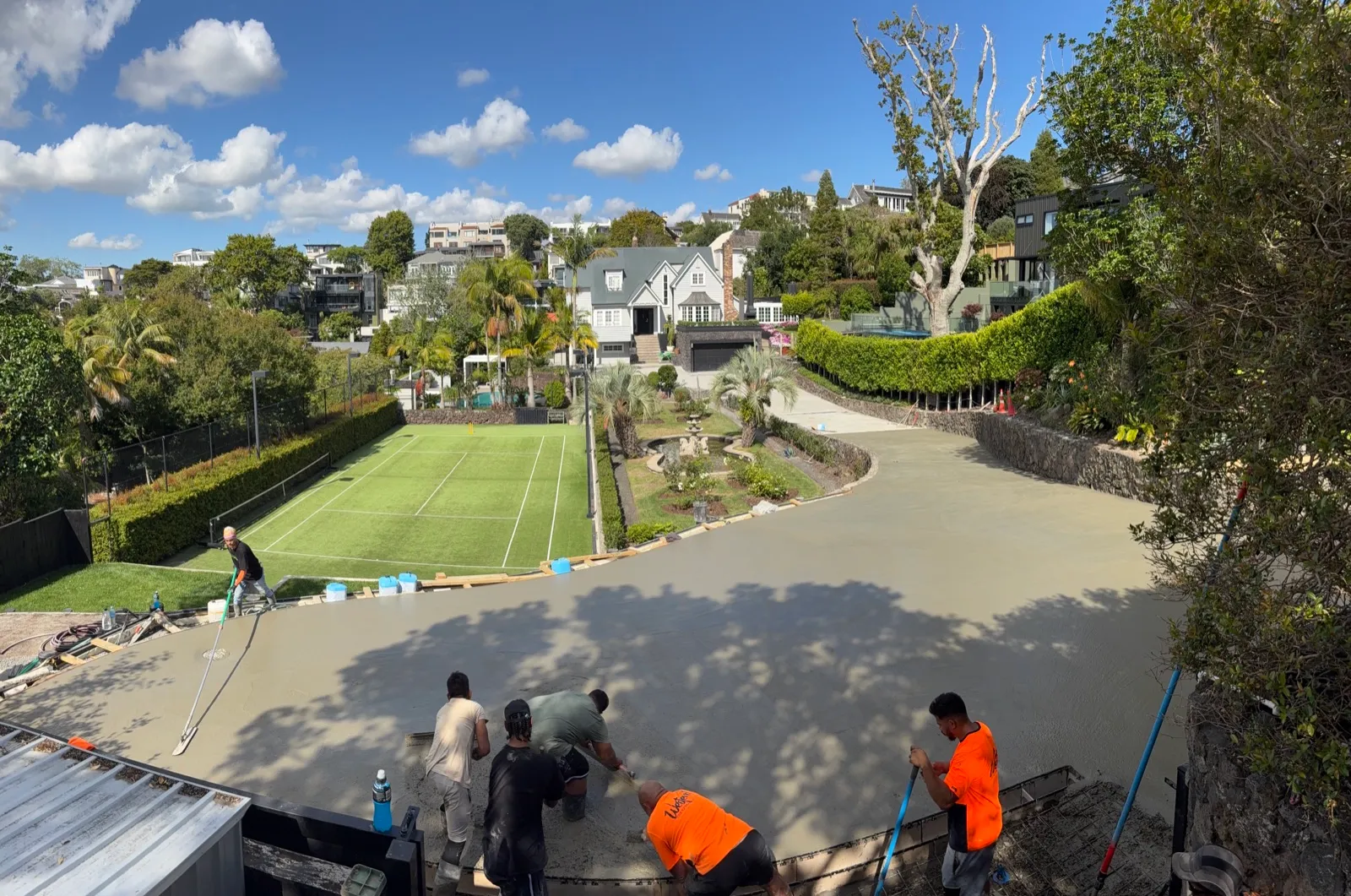 Repaired and resurfaced concrete patio
